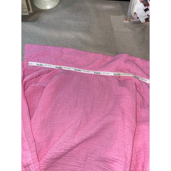 Nicole Miller Pink Textured Button Front Shirt Medium 100% Cotton Top - Picture 10 of 12